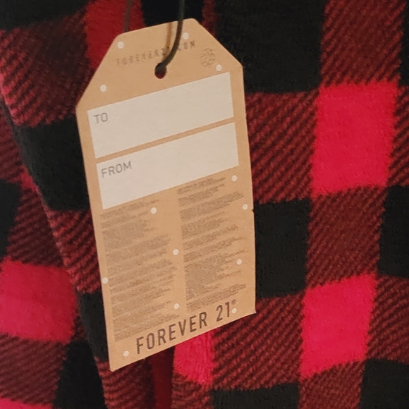 FOREVER 21 Hooded Fleece Plaid Cristmas Pajama Jumpsuit Size Small Winter - Picture 6 of 11